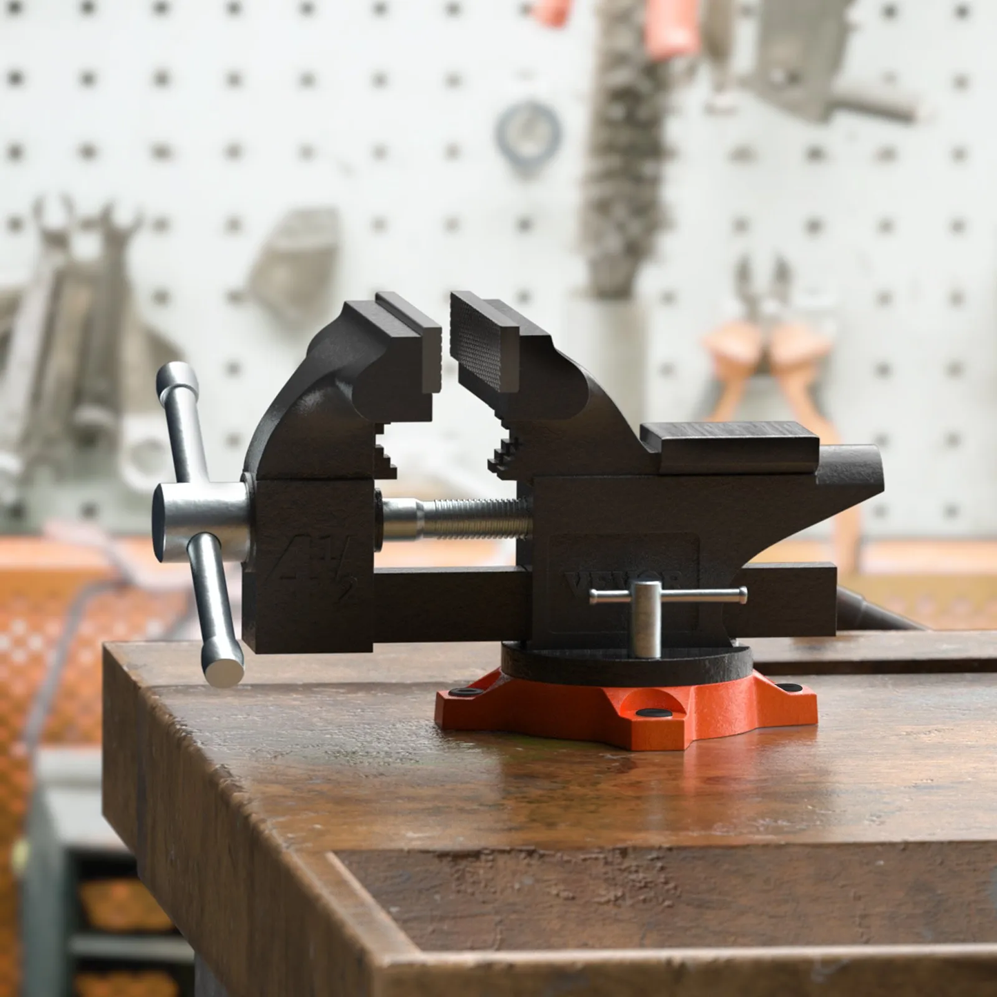 VEVOR Bench Vise, 4.5-inch Jaw Width 3.3-inch Jaw Opening , 240-Degree Swivel Locking Base,-$30