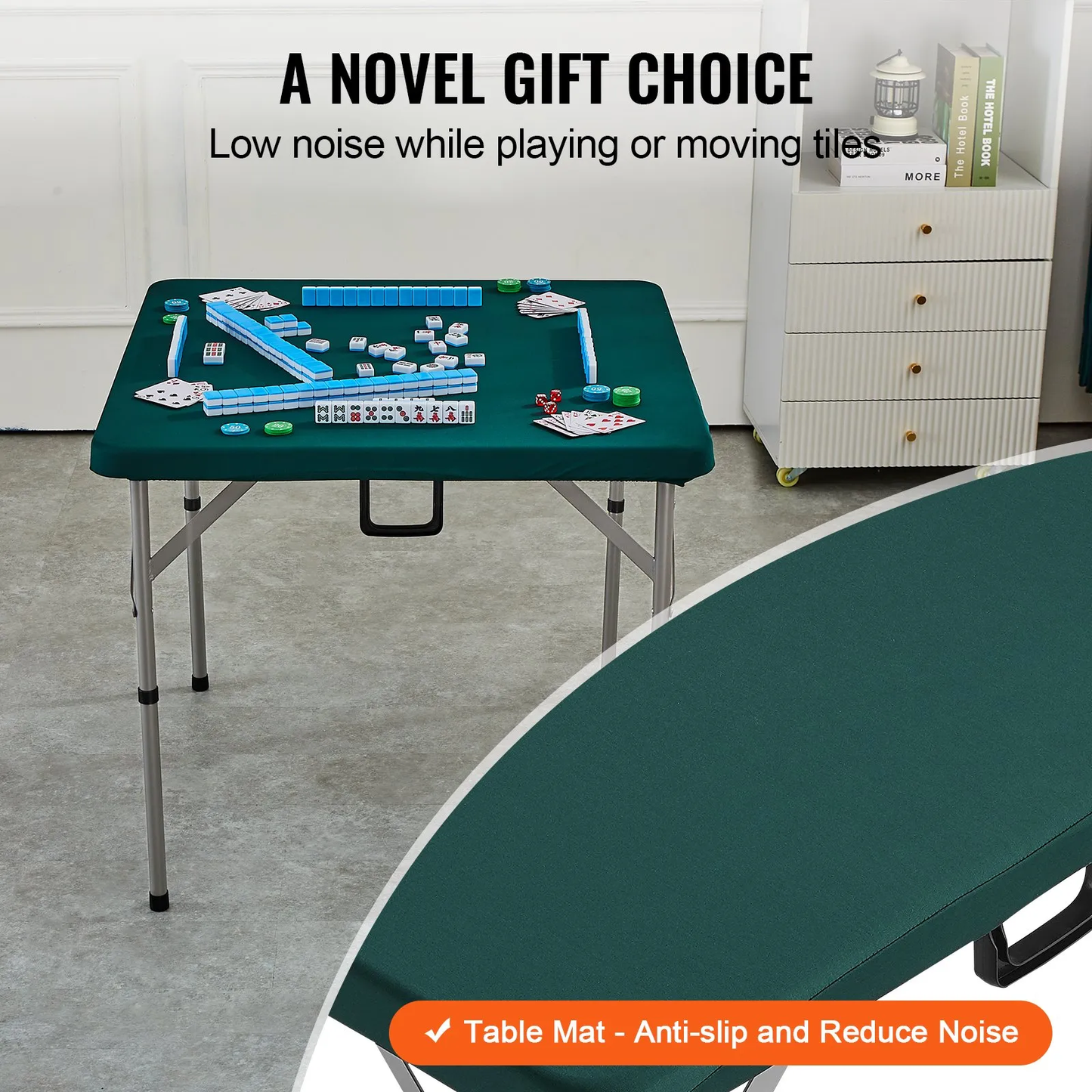VEVOR Mahjong Table, Fold-in-Half 4 Player Card Table with Wear-Resistant Green Tabletop,-$50