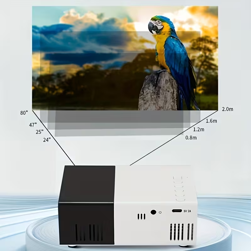 BNIB-Mini Portable LED Projector, 80" Large Screen Home Theater Projector with USB Phone Link,-$20