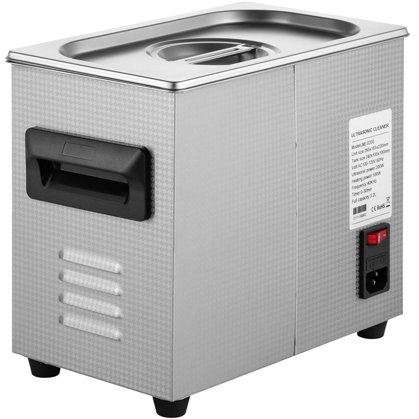 VEVOR Ultrasonic Cleaner 3L Ultrasonic Parts Cleaner 200W 40KHz Stainless Steel Ultrasonic Jewelry,-$45