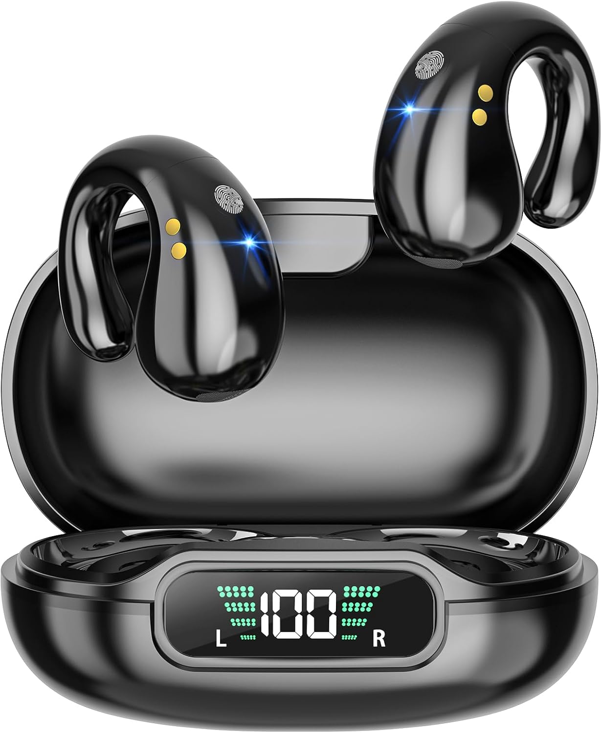 BNIB-Headphones Bluetooth 5.3 Wireless Earbuds 4 HD Mic with 40 Hours LED Display Charging Case