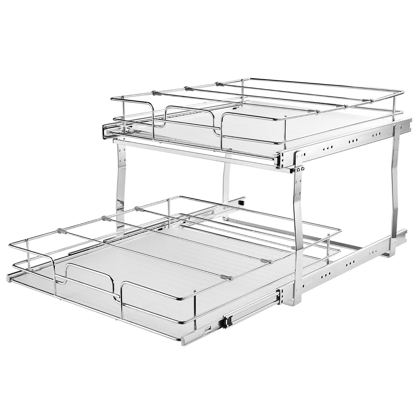 VEVOR 2 Tier 17"Wx21"Dx15"H Pull Out Cabinet Organizer, Heavy Duty Slide Out Pantry Shelves,-$50