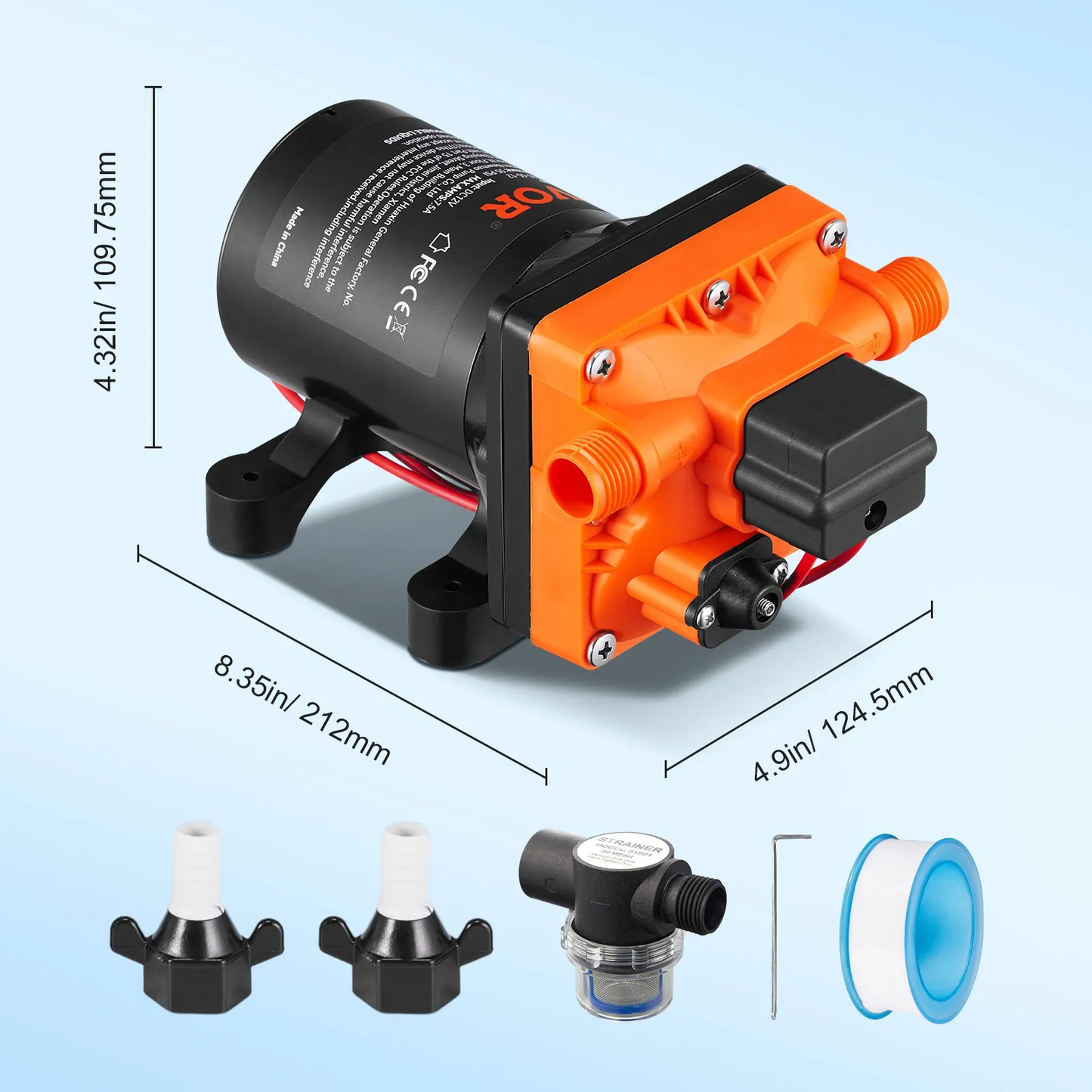 VEVOR Water Diaphragm Pump, 12V DC, 3.5 GPM Flow, 55 PSI Rated Pressure (40-80 PSI Adjustable),-$50