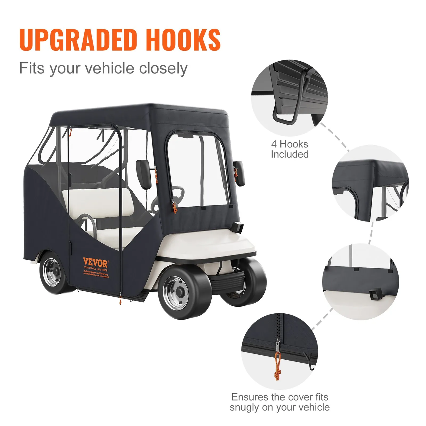 VEVOR Golf Cart Enclosure, Polyester Driving Enclosure, Club Car Covers Suitable for 2-Seater Golf Carts,-$65