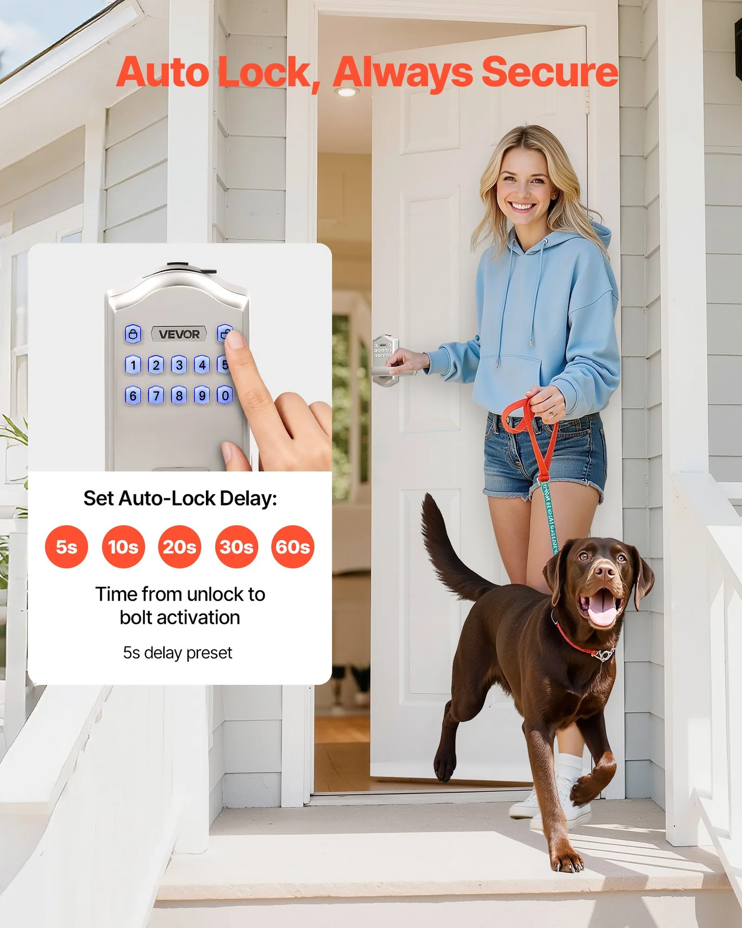 VEVOR Keyless Entry Door Lock with Handle, Electronic Lever Door Handle with Keypad,-$45