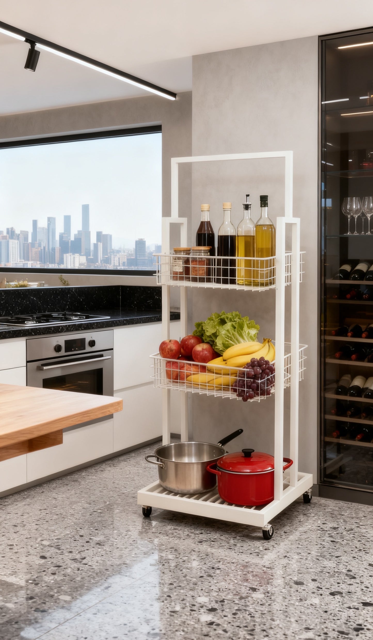 BNIB-4-Way & 3-Tier Storage Rack w/Wheels, Retail Display Racks, Household Storage Organizer