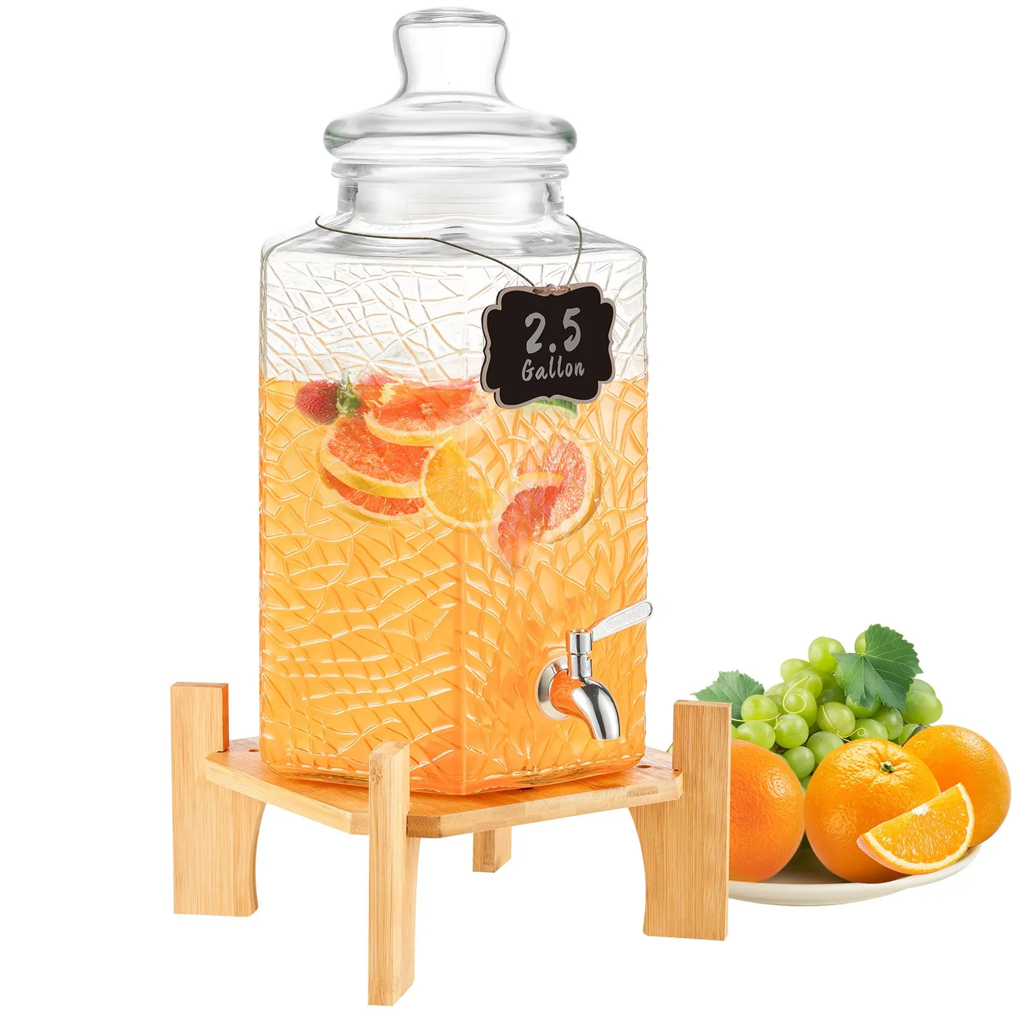 VEVOR Beverage Dispenser, 2.5 Gallon Drink Dispensers for Parties, Glass Juice Dispenser with Stand,-$40
