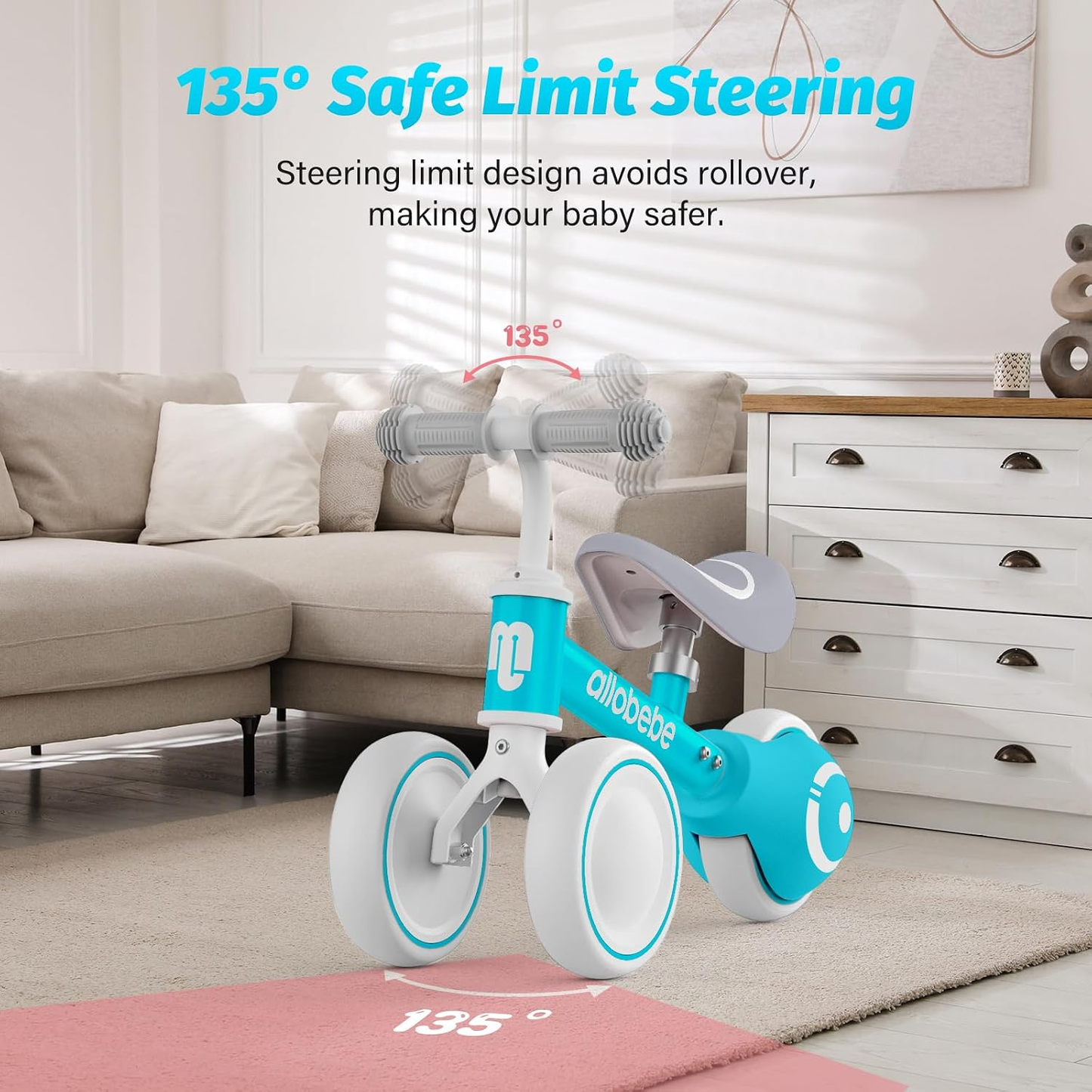 BNIB-Toddler Balance Bike, Ride-On Bike for Ages 12–36 Months, Adjustable Seat, Silent Soft 3-Wheel Design,-$35