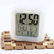 BNIB-‎vinmax Digital Alarm Thermometer Night Glowing Cube 7 Colors Clock LED Change LCD for Bedroom Child,-$8