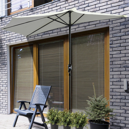 BNIIB-Outsunny 9ft Half Patio Umbrella Round Balcony Umbrella Waterproof Window Sun Shade,-$80
