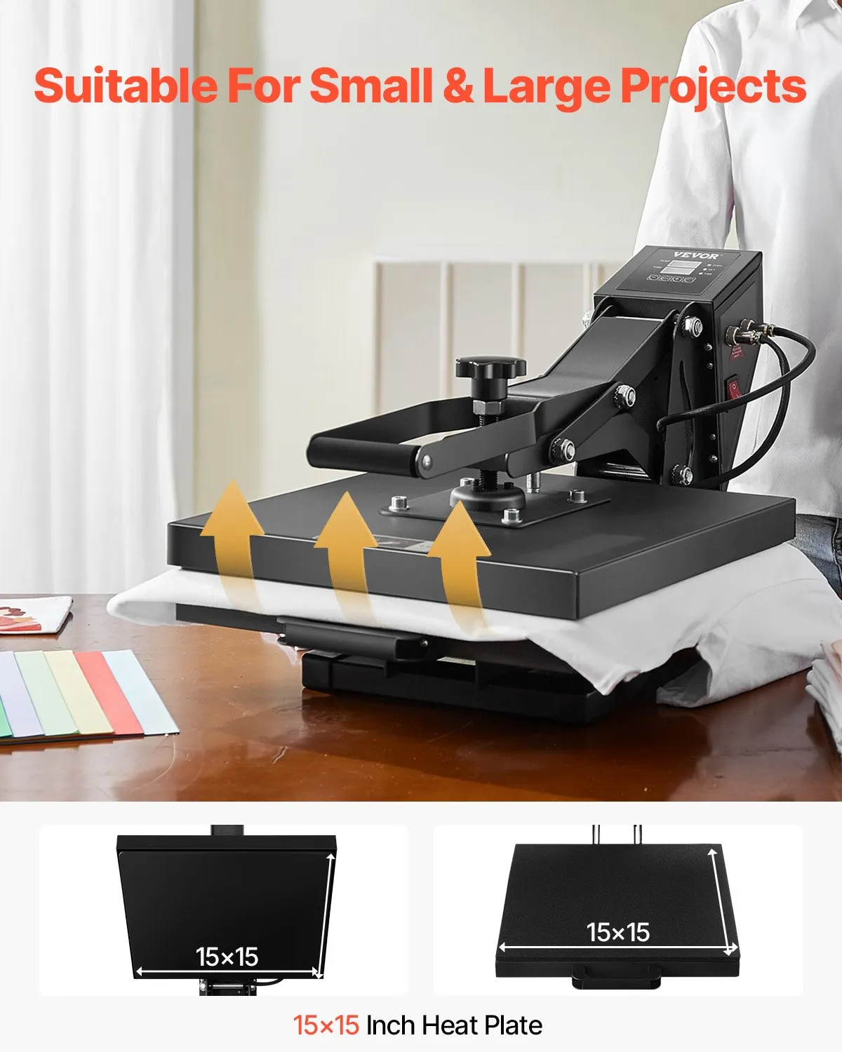 New (No box)VEVOR Heat Press, 15 x 15 inch Heat Press Machine for T-shirts, Fast and Even Heating,-$160