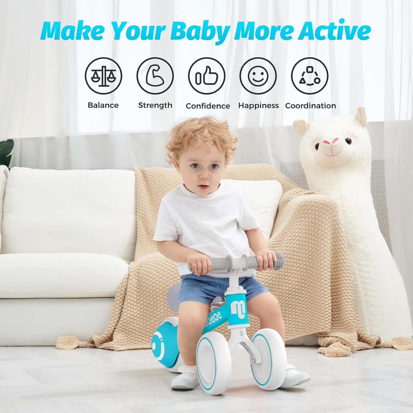 BNIB-Toddler Balance Bike, Ride-On Bike for Ages 12–36 Months, Adjustable Seat, Silent Soft 3-Wheel Design,-$35