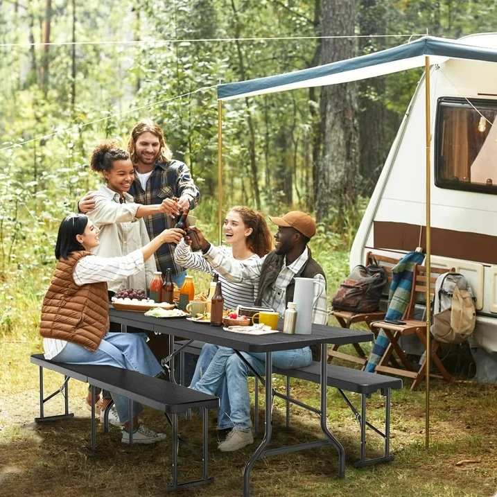 BNIB-VINGLI 6 Foot Plastic Folding Table Portable Long Table for Indoor Outdoor Use Rectangular,Black,-$160