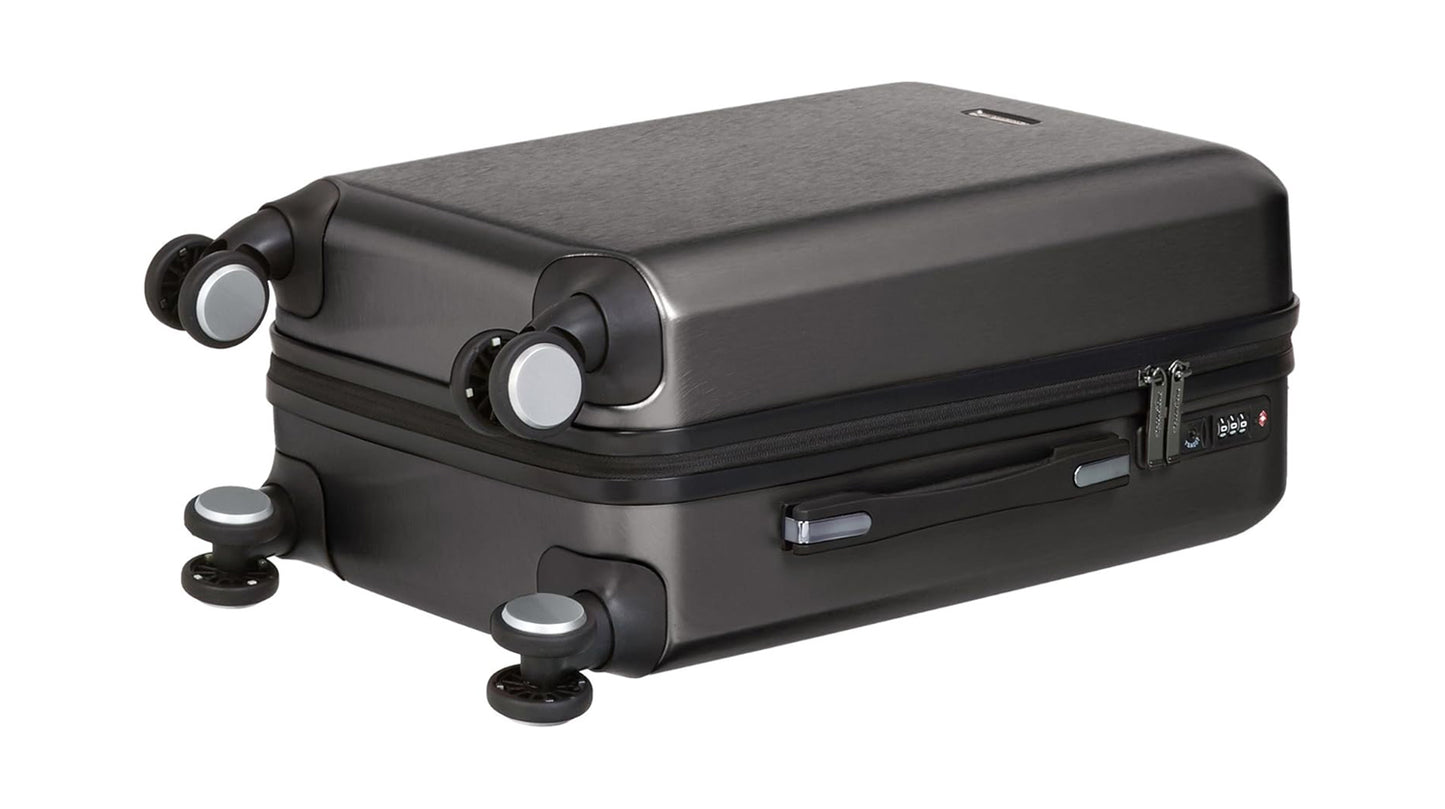BNIB-Amazon Basics Metal-Texture Spinner Carry-On Luggage,（55cm, Black