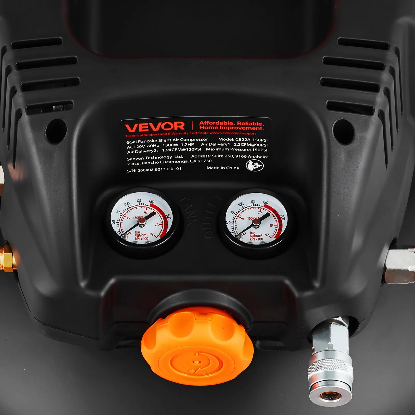 VEVOR 6 Gallon Air Compressor, 1.7HP 2.3CFM @ 90PSI Portable Pancake Air Compressor & 150PSI Max,-$130