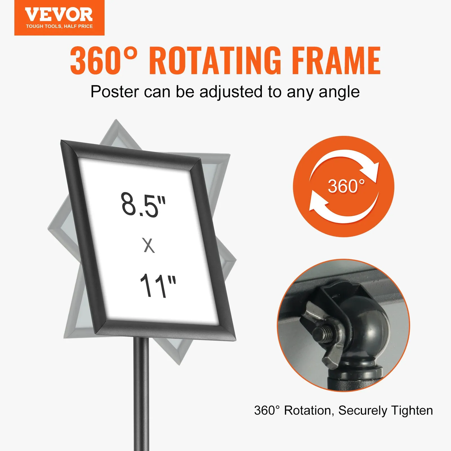 VEVOR Pedestal Sign Holder, 8.5 x 11 Inch Vertical and Horizontal Adjustable Poster Stand,-$20