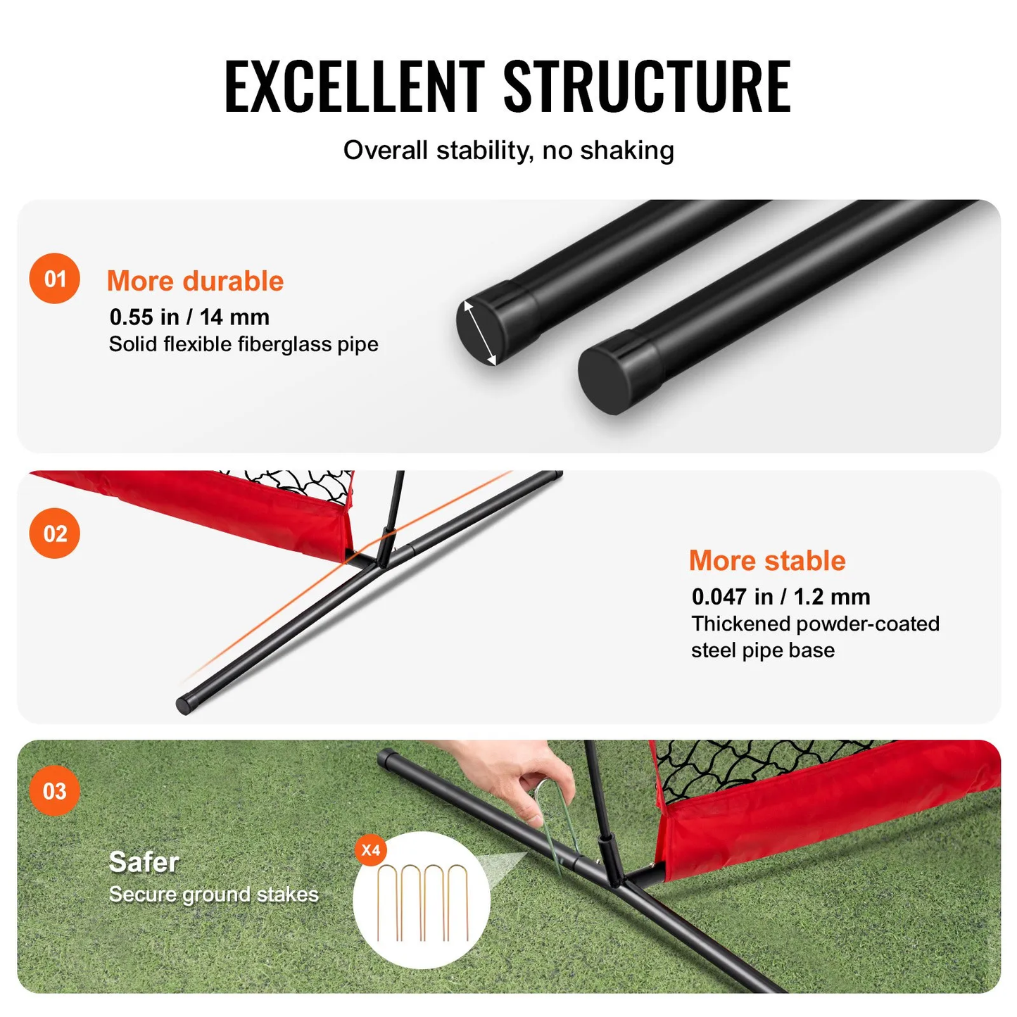 VEVOR Barricade Backstop Net, 12x9 ft Ball Sports Barrier Netting, Portable Practice,-$60
