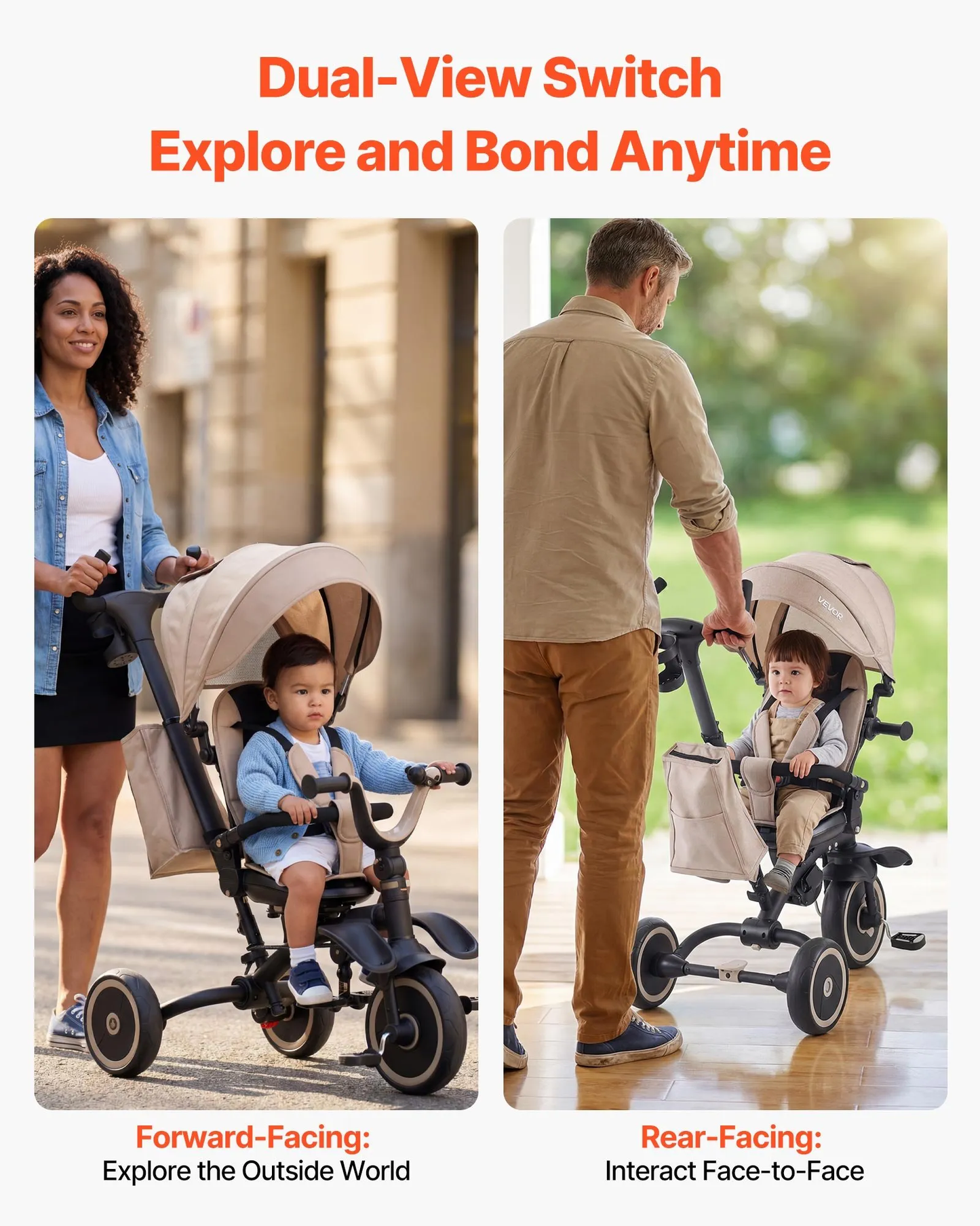New Assembled VEVOR Toddler Tricycle & Stroller for 18 Months to 5 Year Old, 7-in-1 Kids Trike, -$100