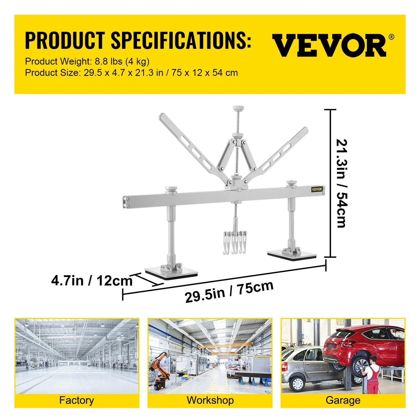 VEVOR Dent Pull Lever Bar Kit Fit for Aluminum and Steel Dent Pulling with 6 Claw Hook 75cm Dent Remover,-$85