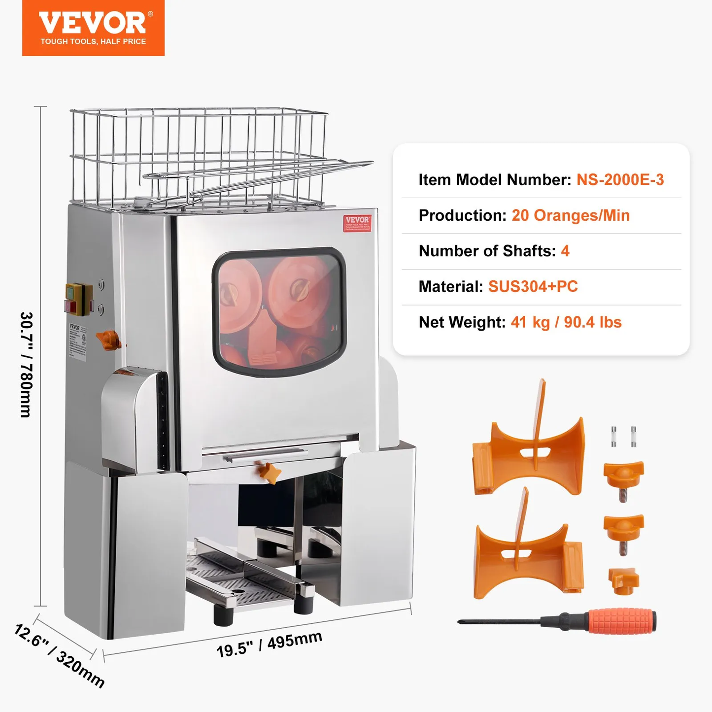 VEVOR Commercial Orange Juicer: 120W automatic juice extractor, 20 oranges squeezed per minute,-$550