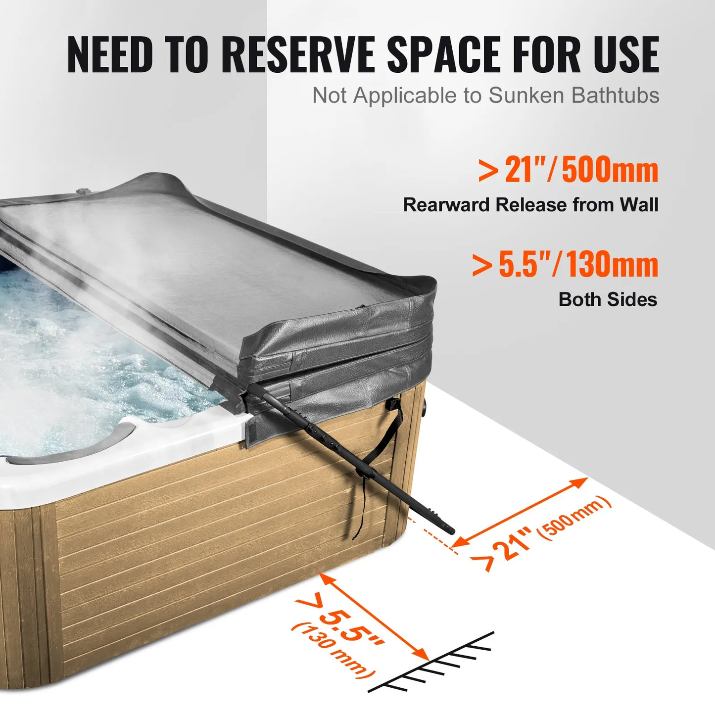 VEVOR Hot Tub Cover Lift, Spa Cover Lift, Height 31.5" - 41.3" Width 53" - 92.5" Adjustable,  -$80