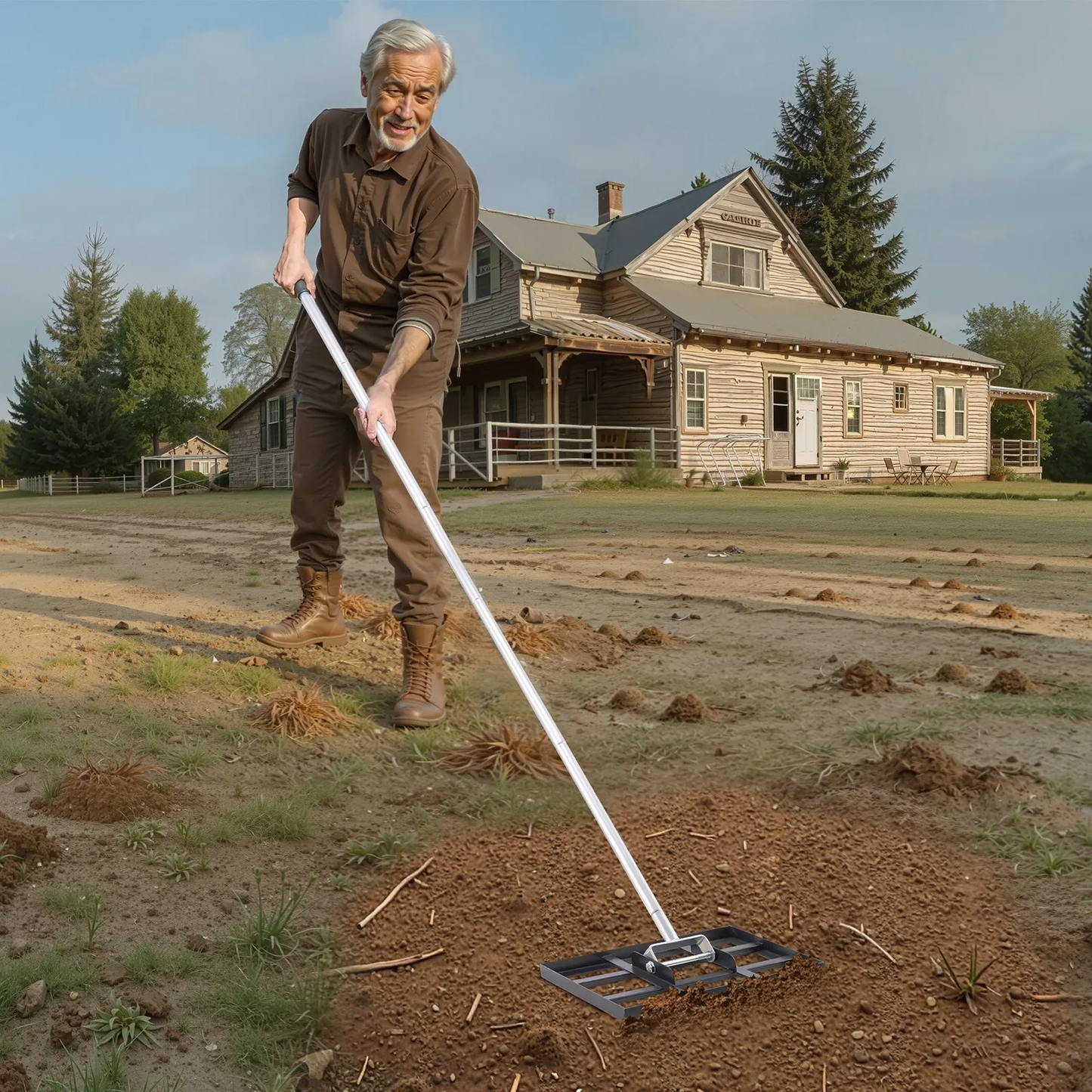 VEVOR Lawn Leveling Rake, Lawn Leveler with 78 in Handle, 17x10 in Ground Plate, Rust-Resistant,-$25