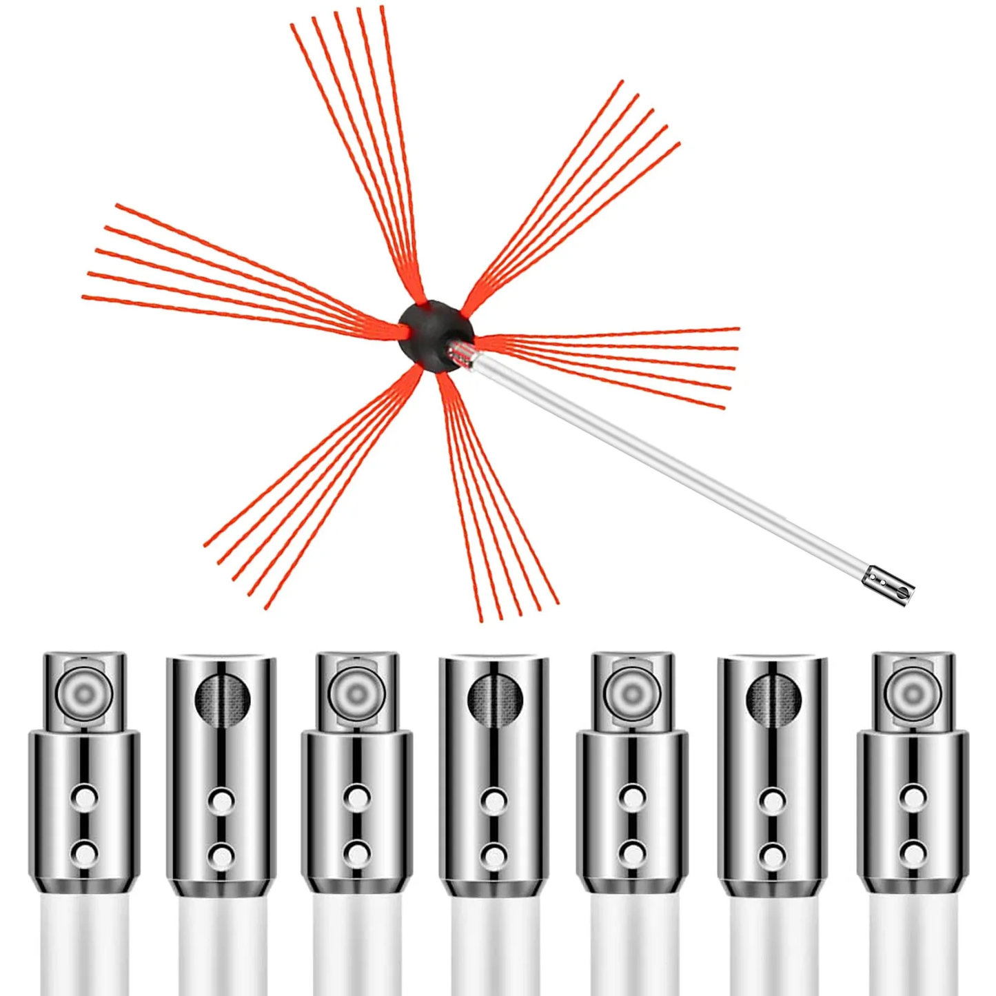 VEVOR Chimney Sweep Kit 26FT, Chimney Brush 315 Inch 8 Rods with Nylon Flexible Rods,-$45