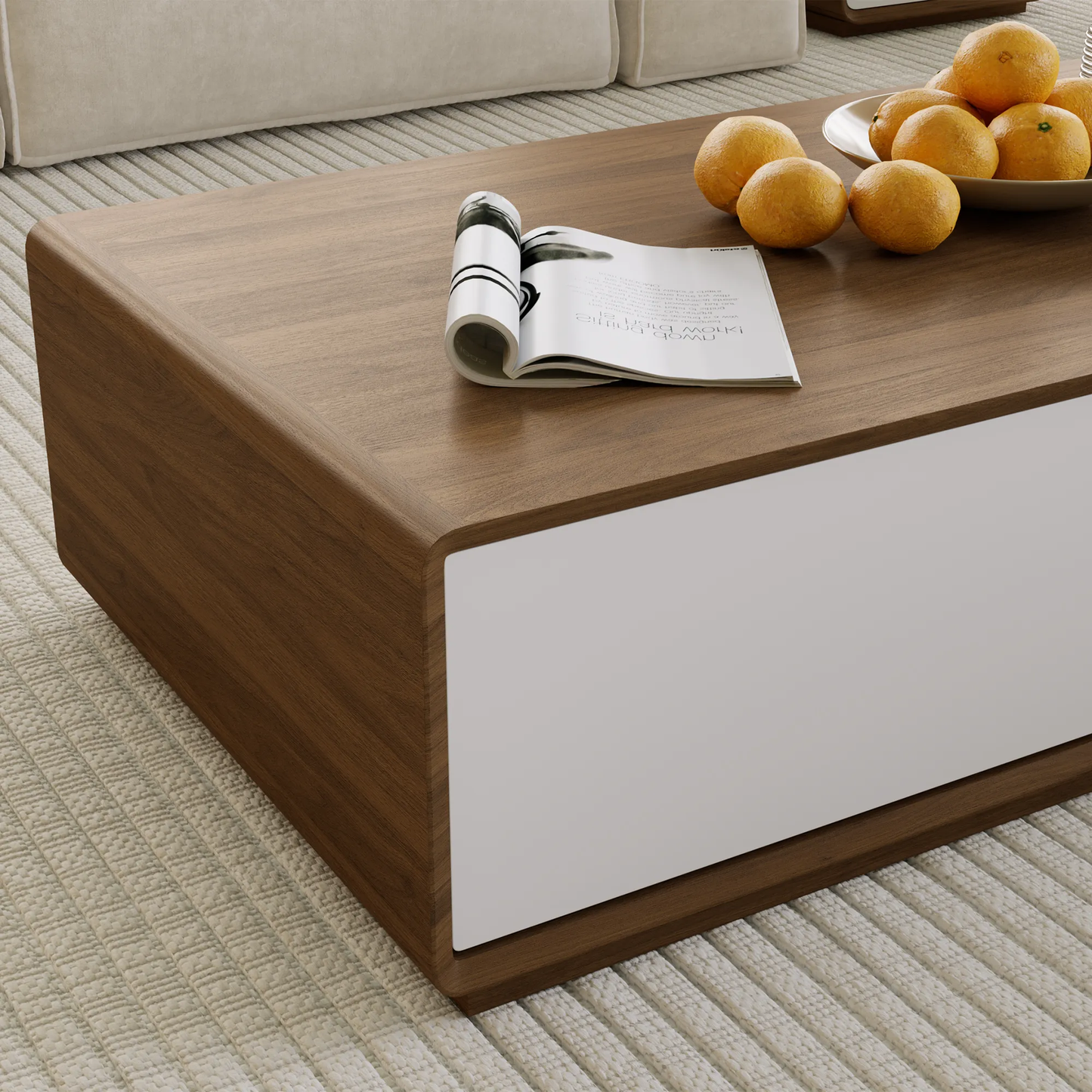 Brand New 51" Rectangular Wood Coffee Table with Storage – Stylish & Ready-to-Use,-$800