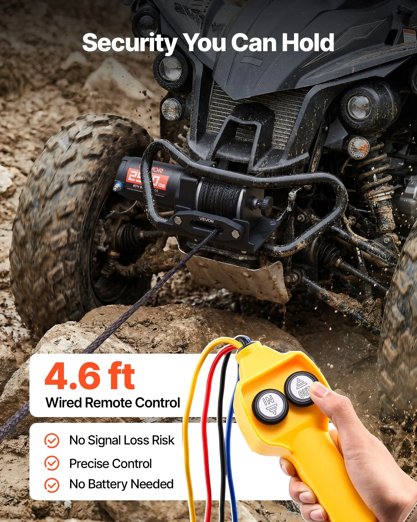VEVOR 2500 lbs Electric Winch, 12V DC ATV/UTV Winch with Φ0.19 in x 39.4 ft Synthetic Rope,-$65