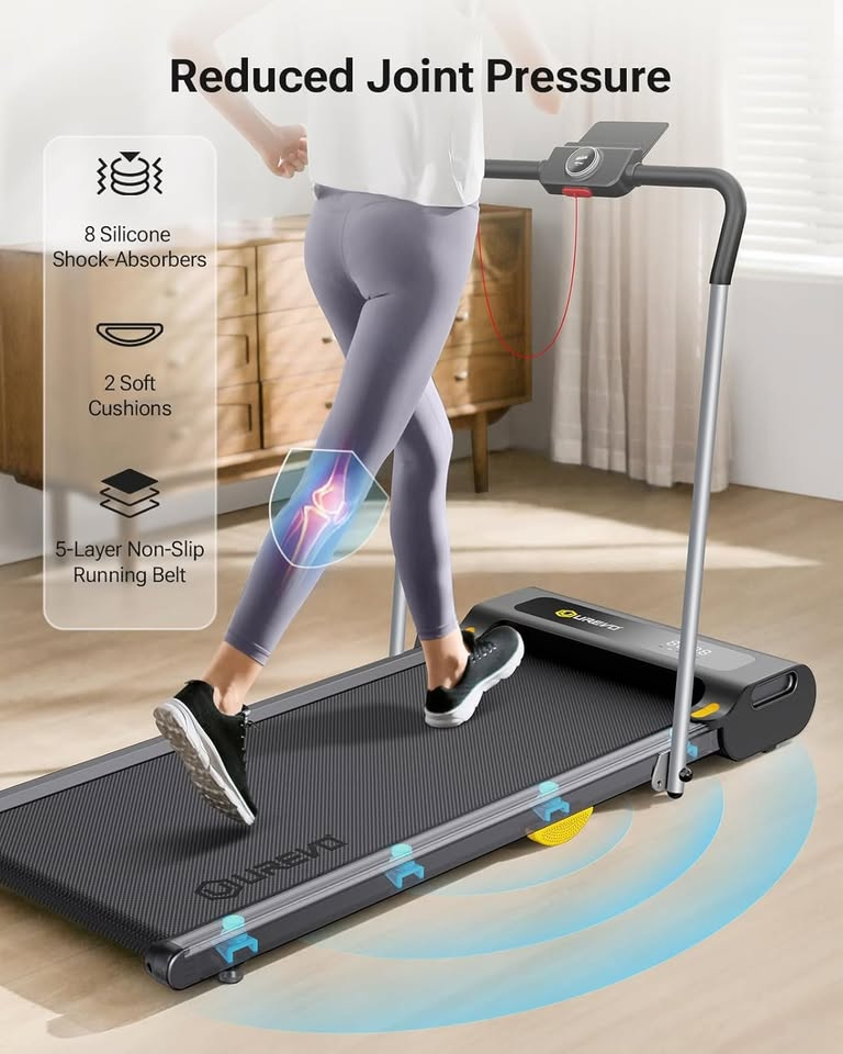 BNIB-UREVO 2.5HP 2-in-1 Folding Treadmill/Walking Pad, 1-12KM/H with Smart Rotary Console,-$280