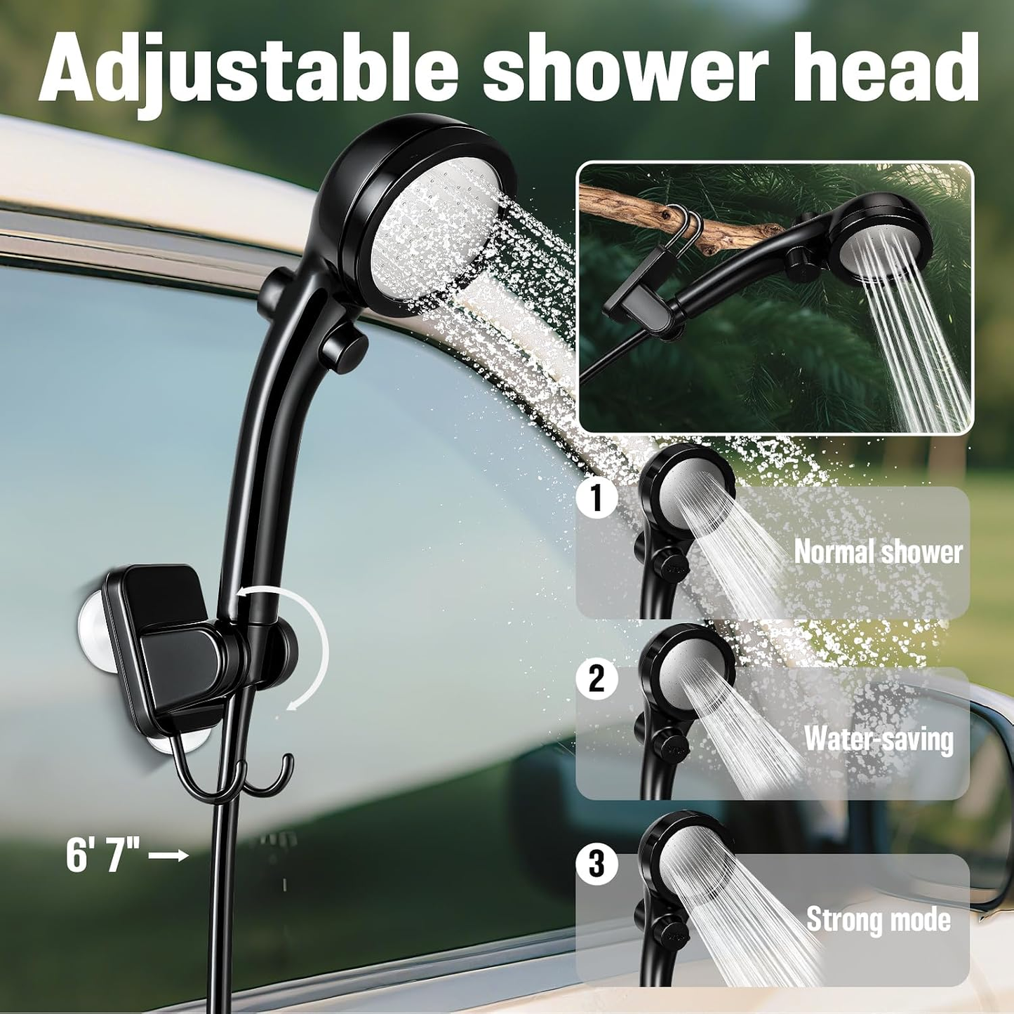 BNIB-Camping Shower kit, 6000mAh Rechargeable Camp Shower Pump with Large Capacity Bucket,-$70