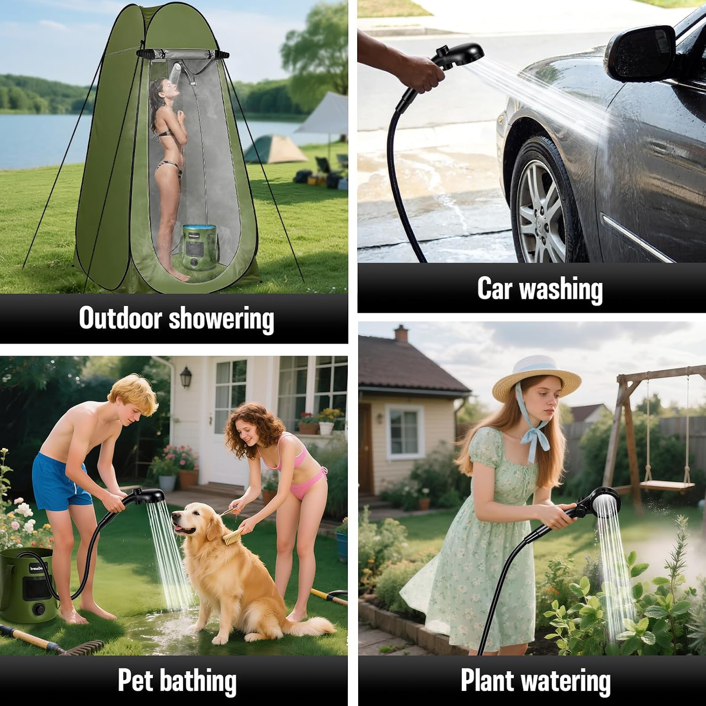 BNIB-Camping Shower kit, 6000mAh Rechargeable Camp Shower Pump with Large Capacity Bucket,-$70