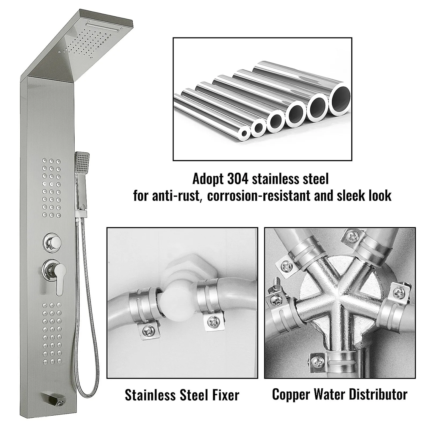 VEVOR Multi-function Shower Panel Tower System With Spout Rainfall Waterfall Massage,-$105