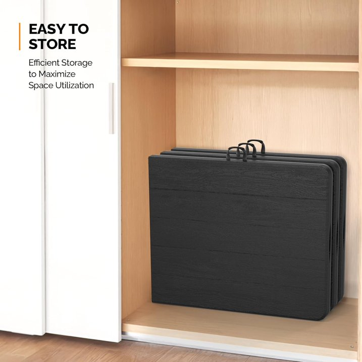 BNIB-VINGLI 6 Foot Plastic Folding Table Portable Long Table for Indoor Outdoor Use Rectangular,Black,-$160