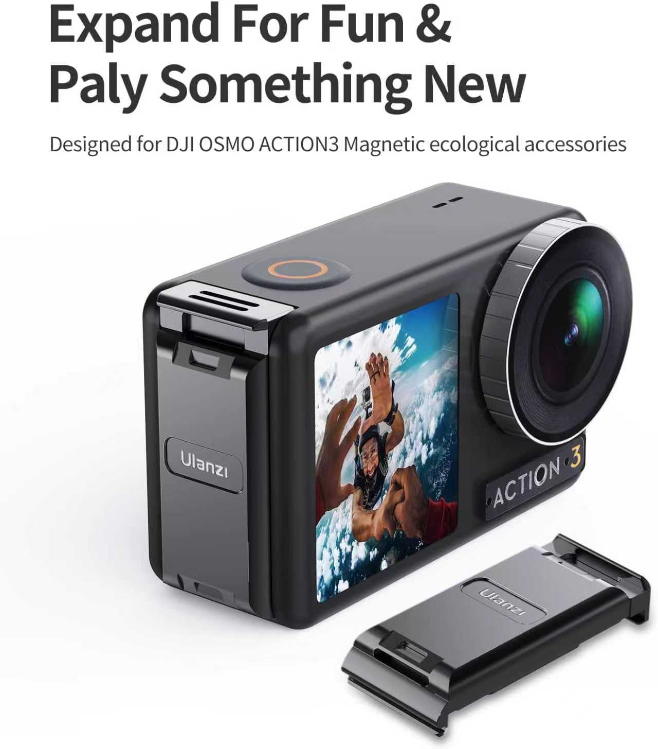 BNIB-ULANZI Battery Door Cover for DJI Action 3 & 4- ULANZI OA-16 Metal Battery Door, Vlog Accessory,-$25