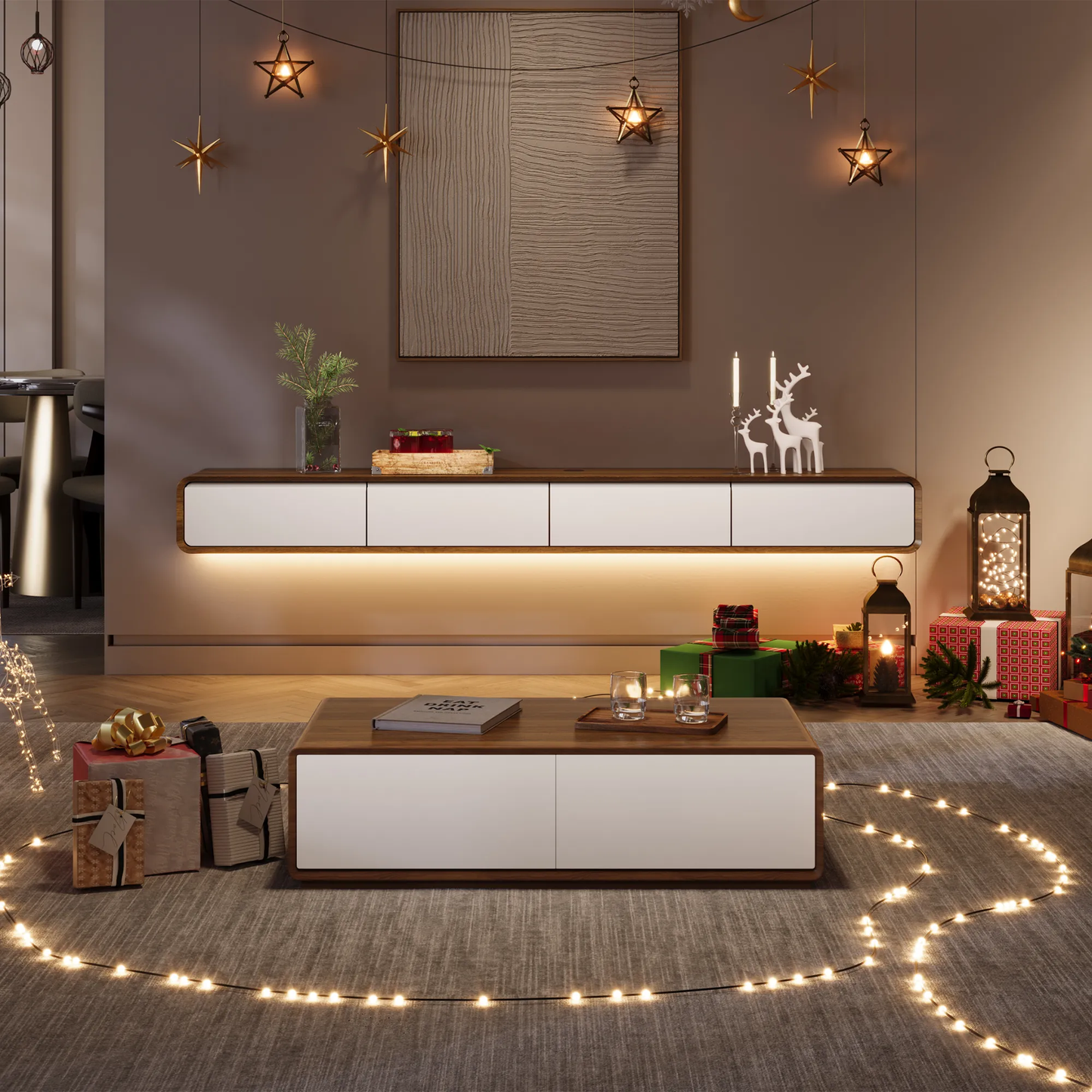 Brand New 51" Rectangular Wood Coffee Table with Storage – Stylish & Ready-to-Use,-$800