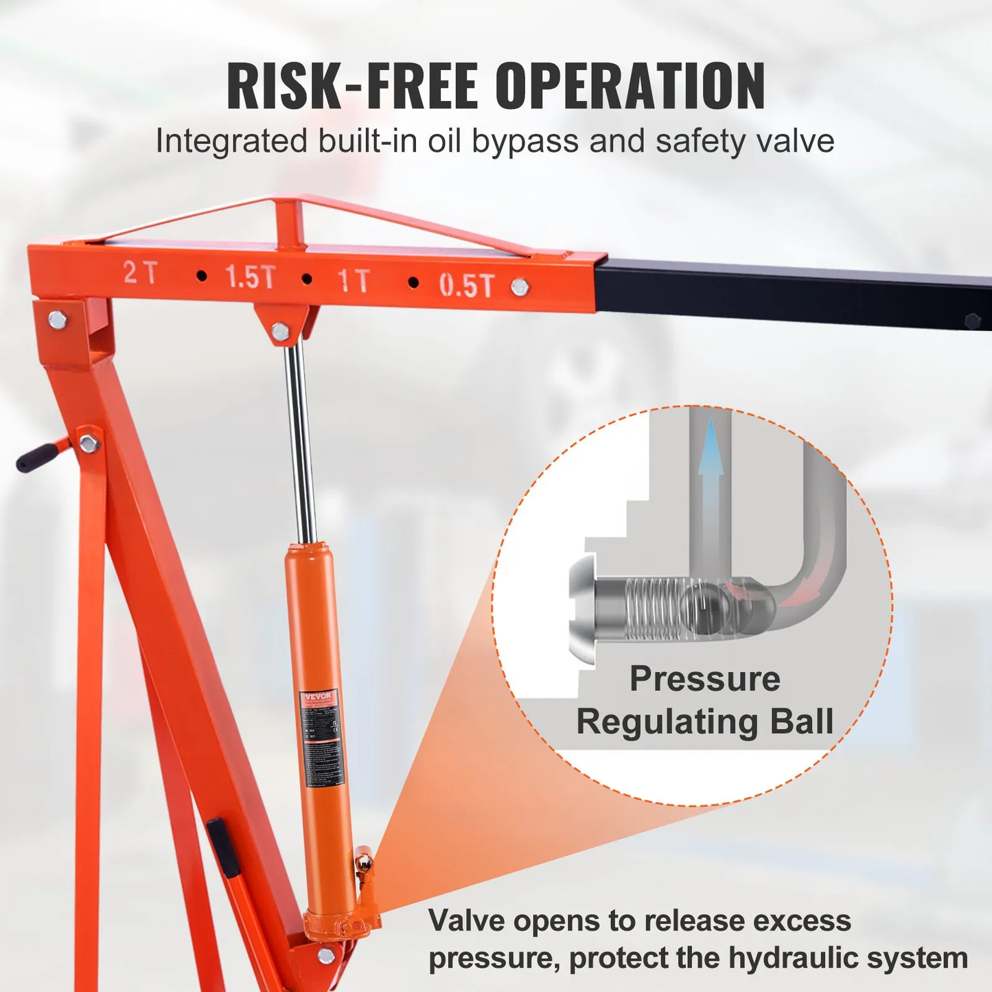 VEVOR Hydraulic Long Ram Jack, 3 Ton Engine Hoist Cylinder with Single Piston Pump And Clevis Base,-$40