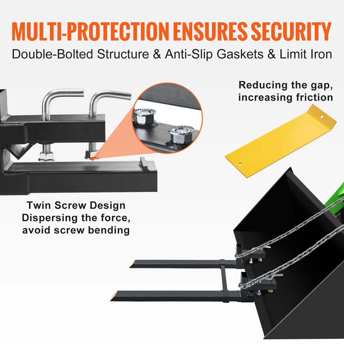 VEVOR Pallet Forks, 4000 lbs Clamp on Pallet Forks, 60" Total Length Heavy Duty Pallet Forks