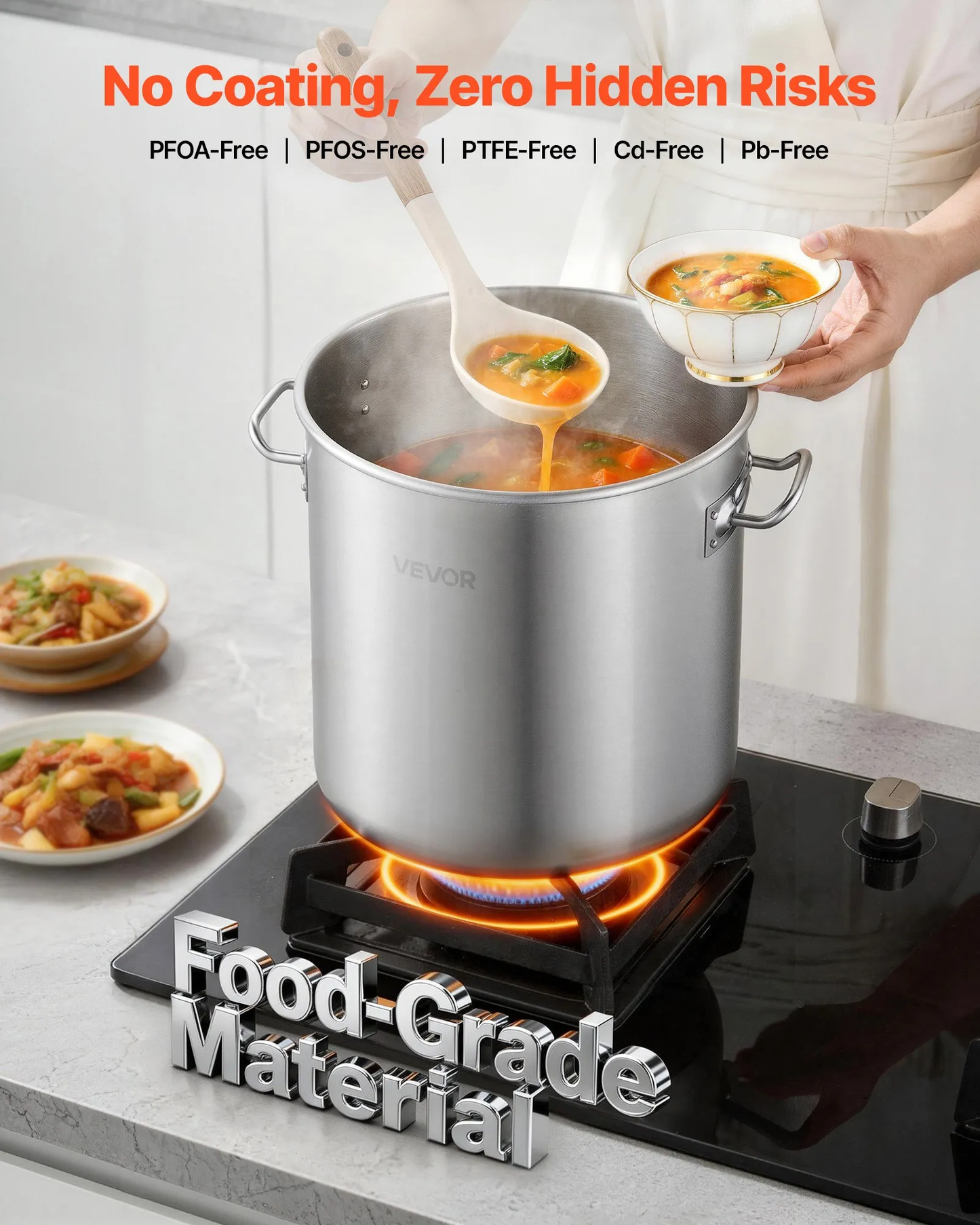 Open box, 90% new VEVOR Stainless Steel Stock Pot, 21-Quart Stainless Steel Stockpot w/Glass Lid,-$35