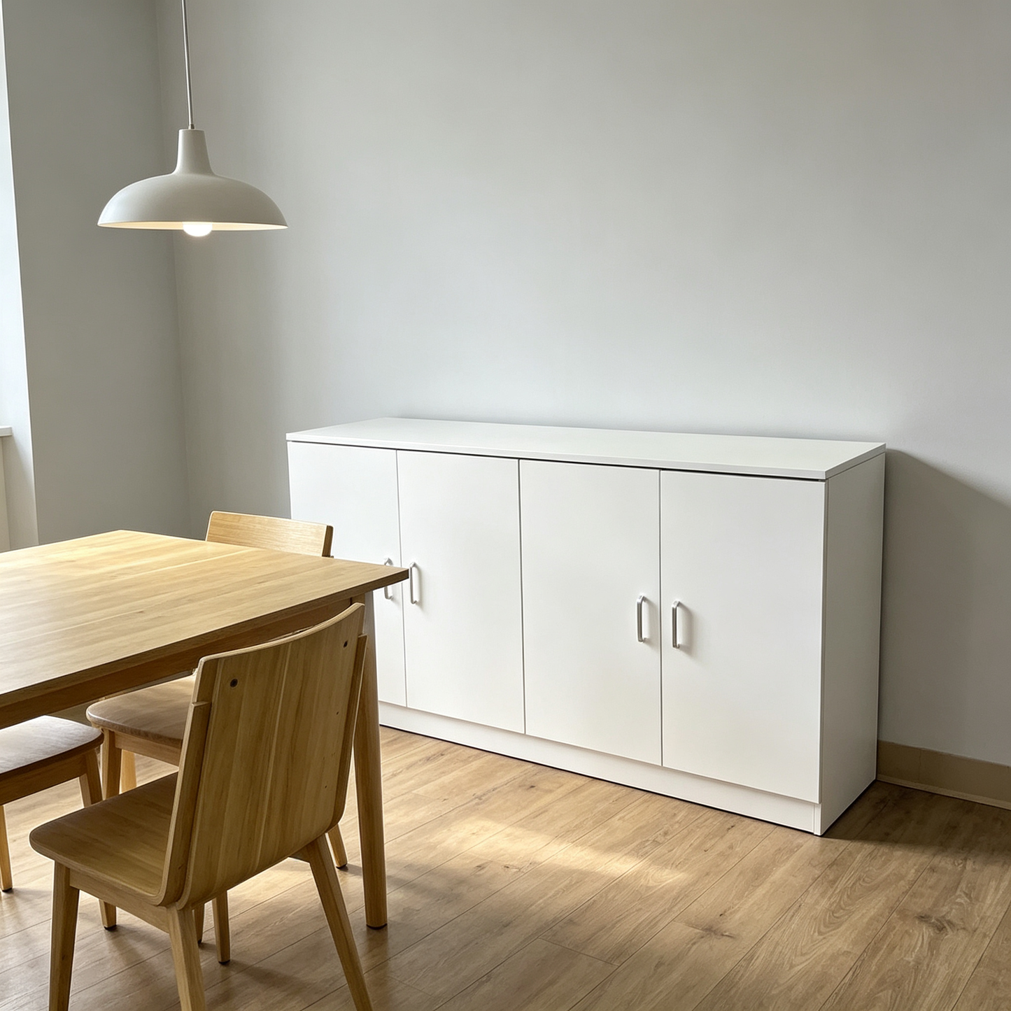 Brand New Assembled 4-door Sideboard Cabinet w/1 Adjustable Shelf, Storage Cupboard (White),-$160