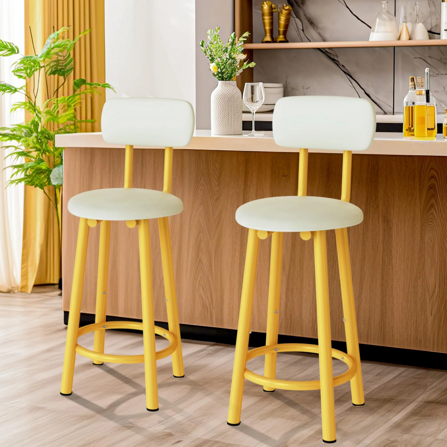 Brand New ounter Height Bar Stools Set of 2，Made with a metal frame