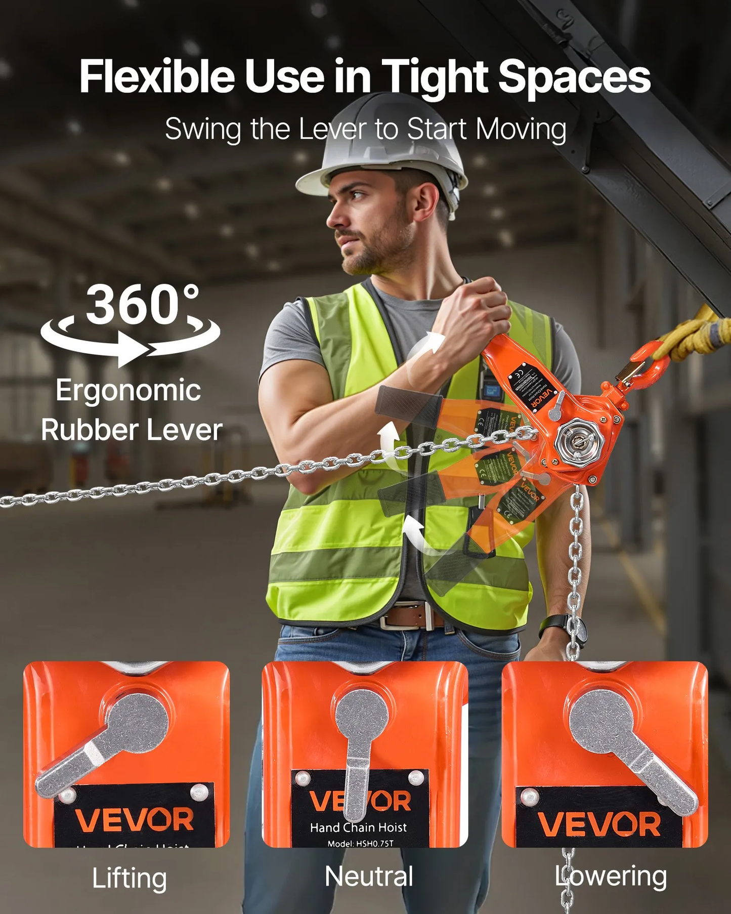 VEVOR Manual Lever Chain Hoist, 3/4T 1650LBS Capacity Heavy Duty Come Along, 10FT Lift G80 Alloy,-$40