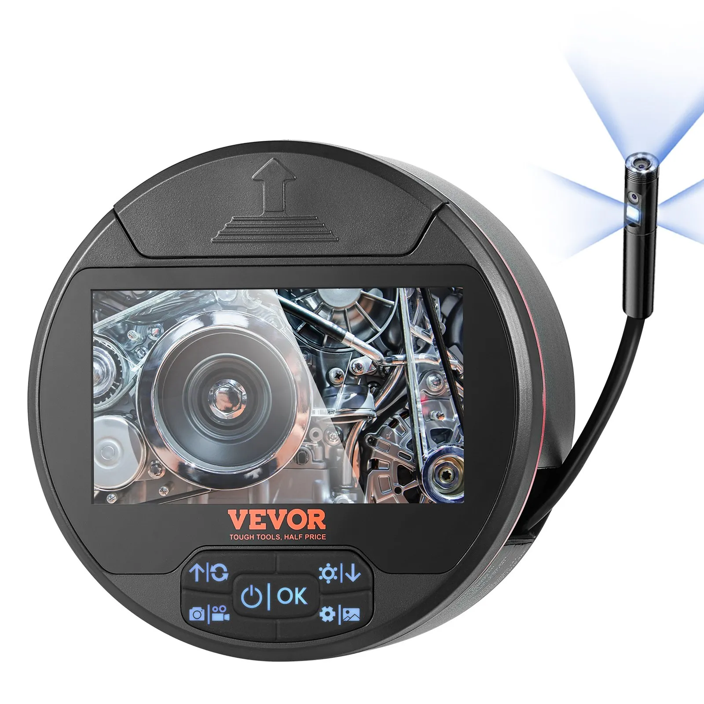 VEVOR Borescope Triple Lens Endoscope Camera, 4.3" IPS Screen Inspection Camera with 8 + 2 Lights,-$45