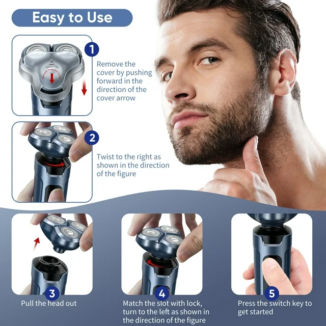 BNIB-Sejoy Men's Electric Shaver Razor, 5 in 1 Grooming Kit,Cordless Rechargeable Waterproof ,-$25