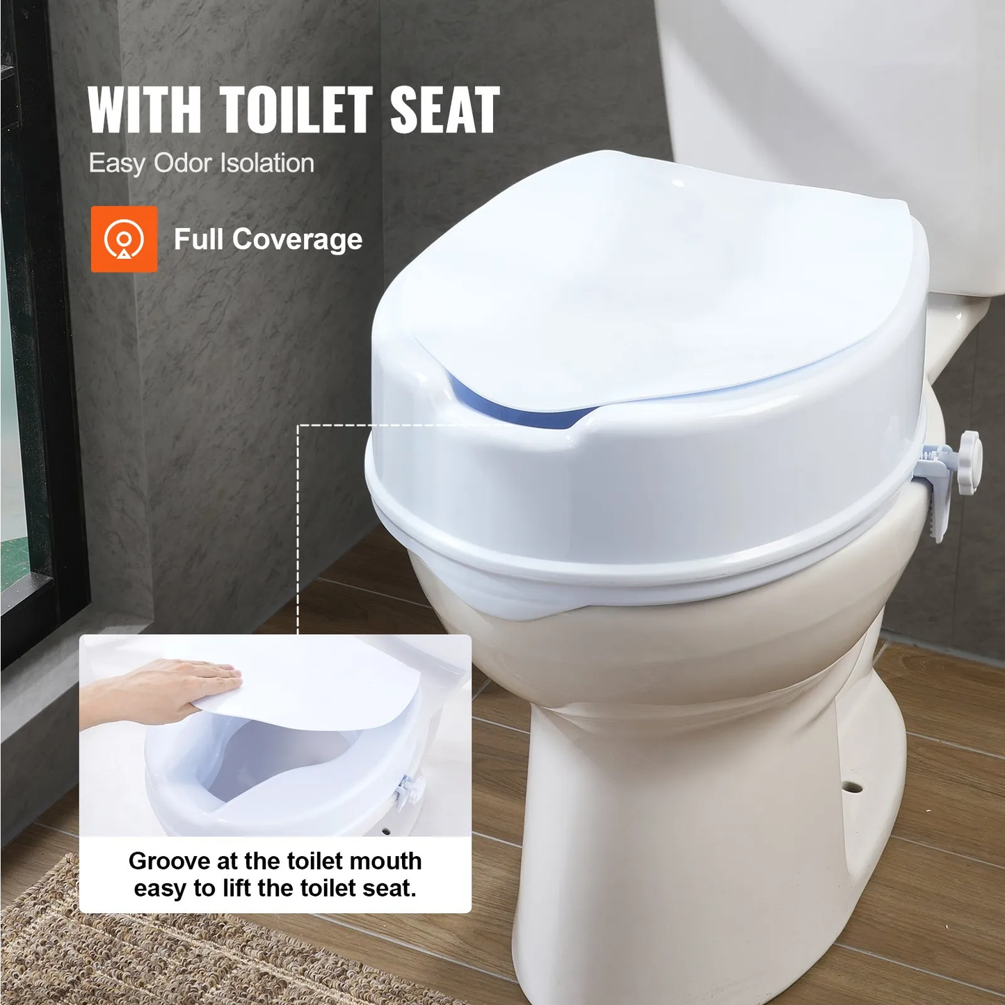 VEVOR Raised Toilet Seat, 6" Height Raised, 300 lbs Weight Capacity, Universal Toilet Seat Riser,-$30