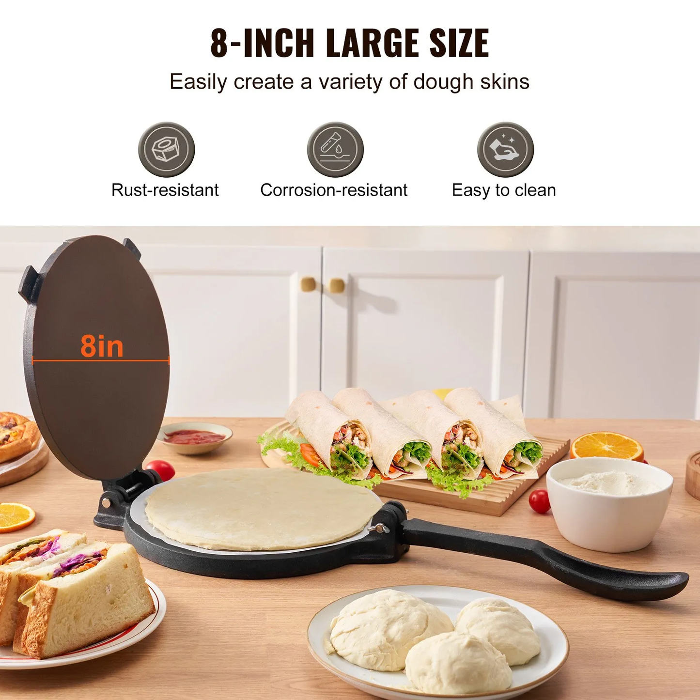 VEVOR Tortilla Press, 8 Inch Tortilla and Roti Maker, Cast Iron Heavy Duty Tortilladora Press,-$ 20
