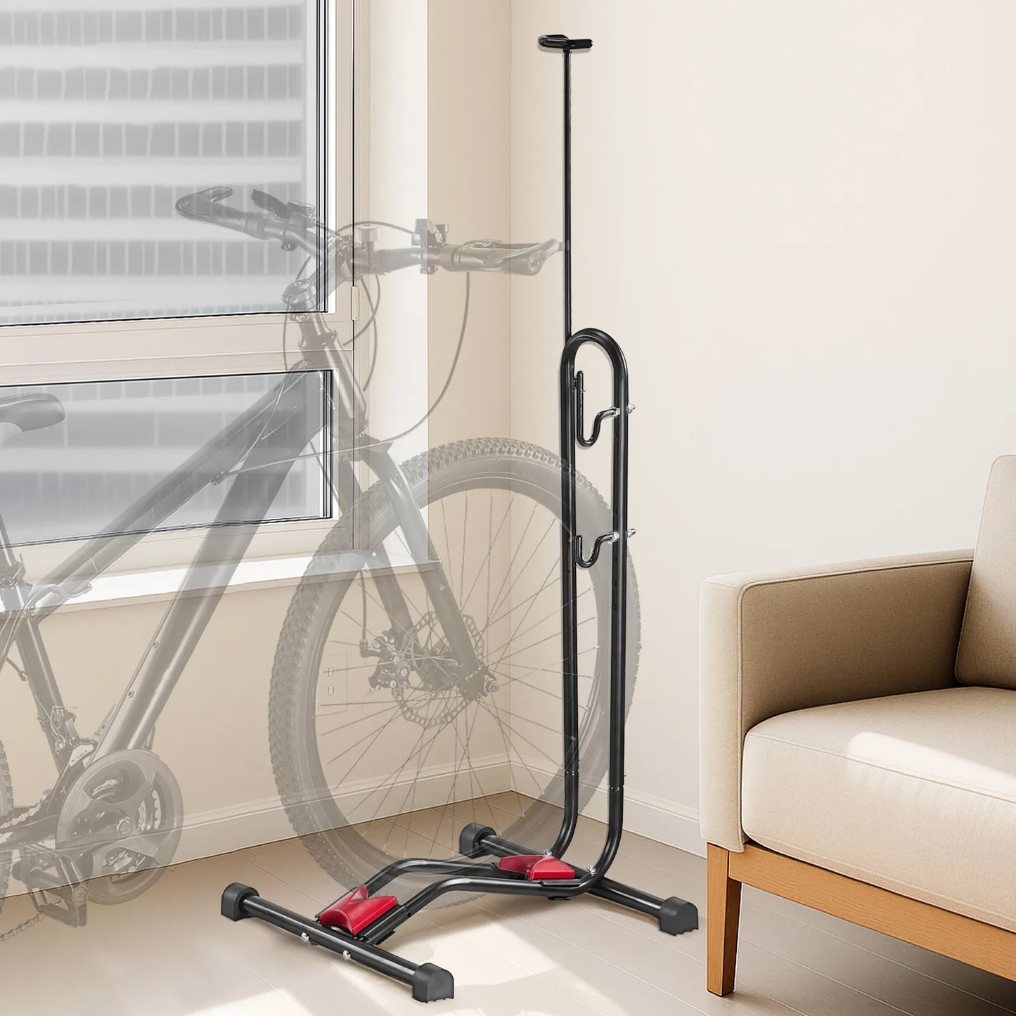 VEVOR Bike Rack, Upright Bike Stand Floor for 16 to 27.5 Inch Mountain & Road Bikes, Vertical & Horizontal,-$20