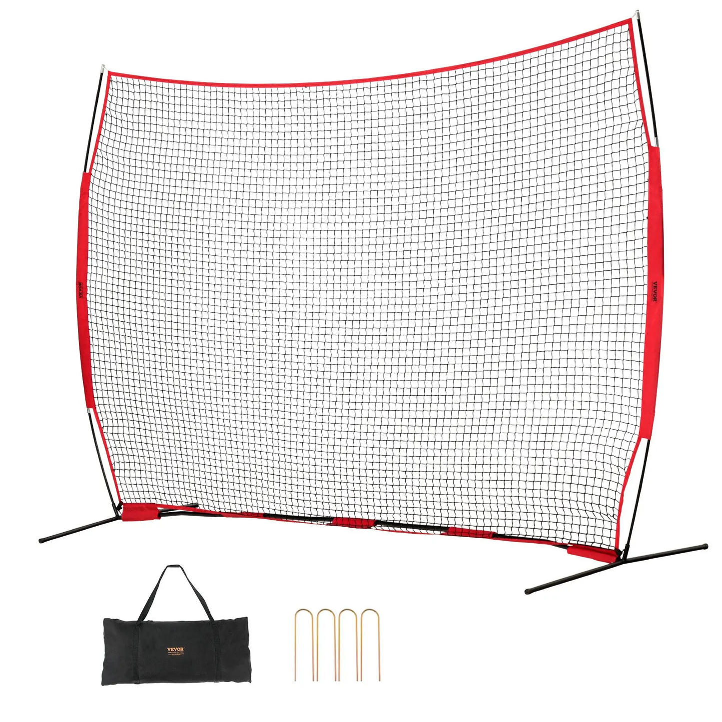 VEVOR Barricade Backstop Net, 12x9 ft Ball Sports Barrier Netting, Portable Practice,-$60