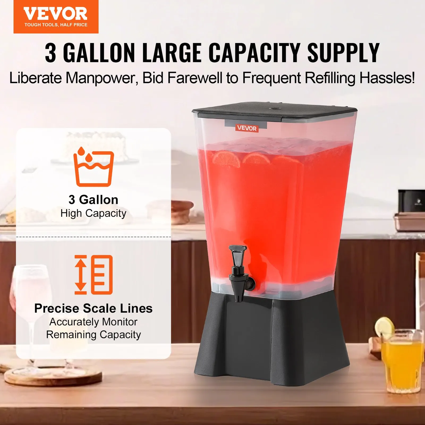 OPen Box VEVOR Beverage Dispenser, 5 Gallon Drink Dispenser, (lid has minor damage),-$40