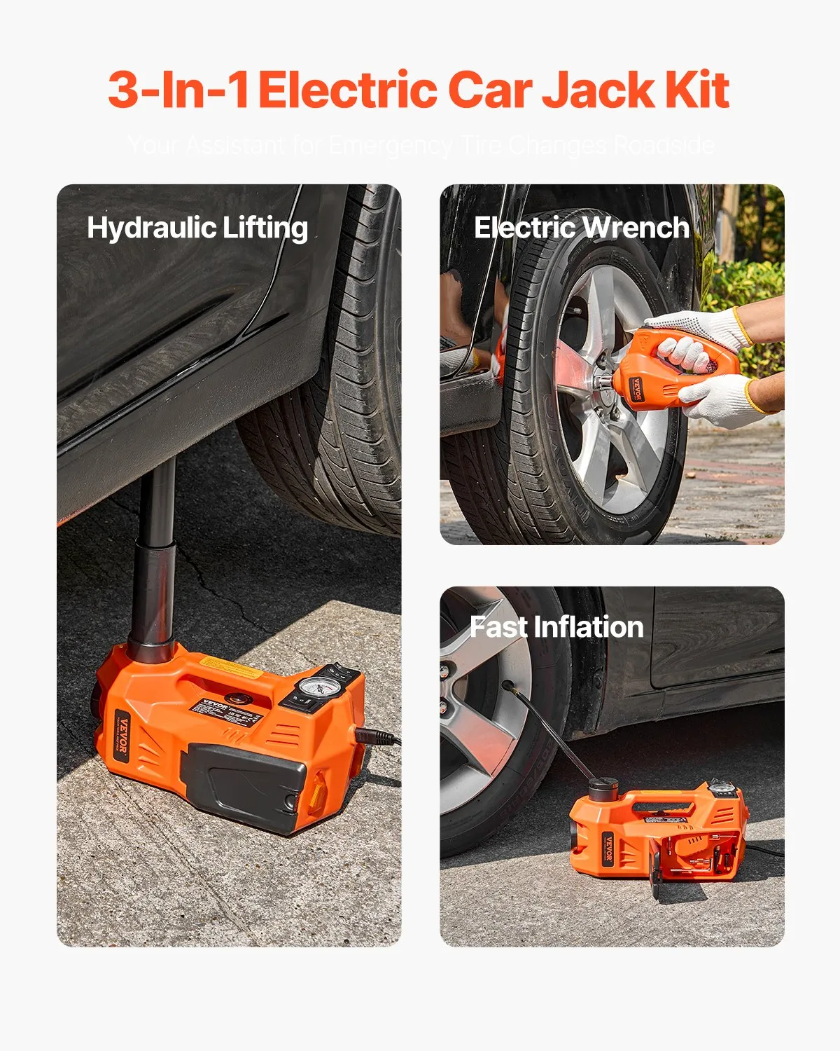 VEVOR Electric Car Jack, 5 Tons /11000 lbs, Electric Scissor Jack with Built-In Inflator,-$125